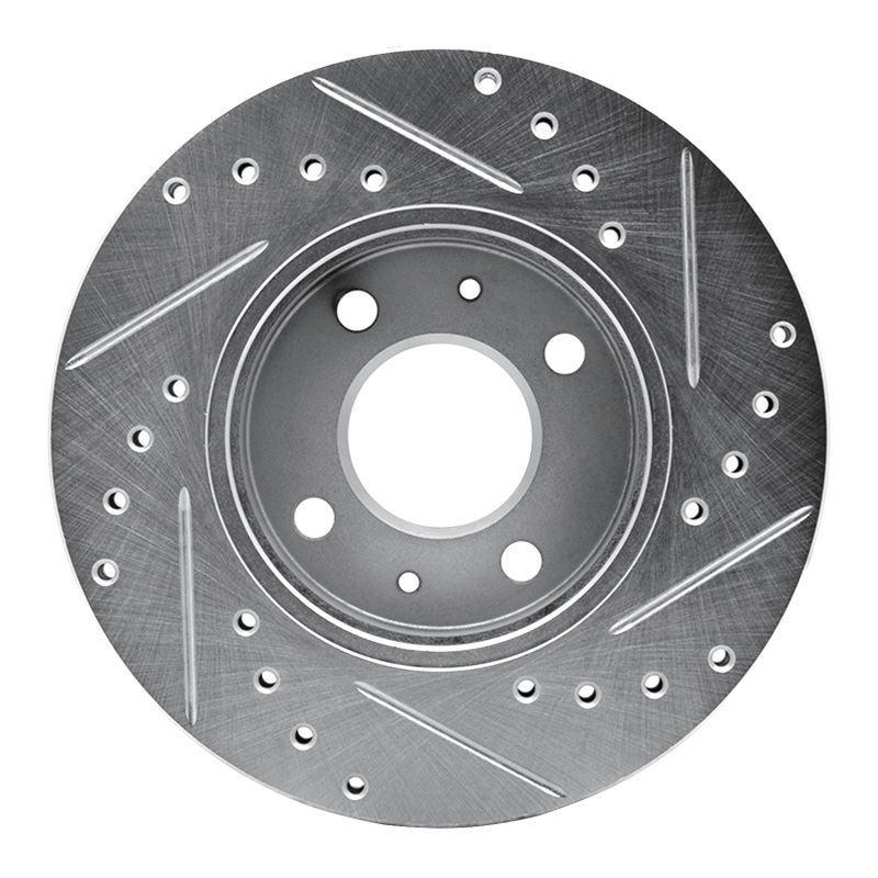 Nissan Sentra Brake Rotor (1) - Front Left - R1 Concepts - Drilled & Slotted - Silver - `88-`06